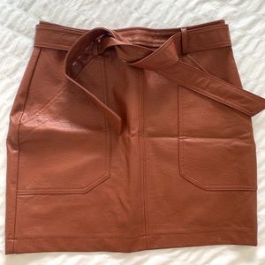 Brown faux leather skirt
